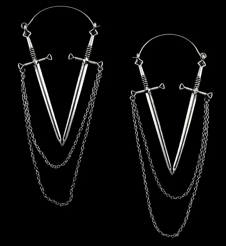 20G Sword & Chain Plug Hoops - Mrs Treak