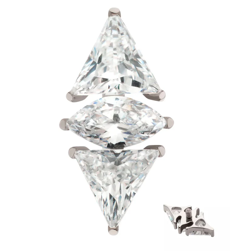 Sunder Clear CZ Internally Threaded Titanium Top - Mrs Treak