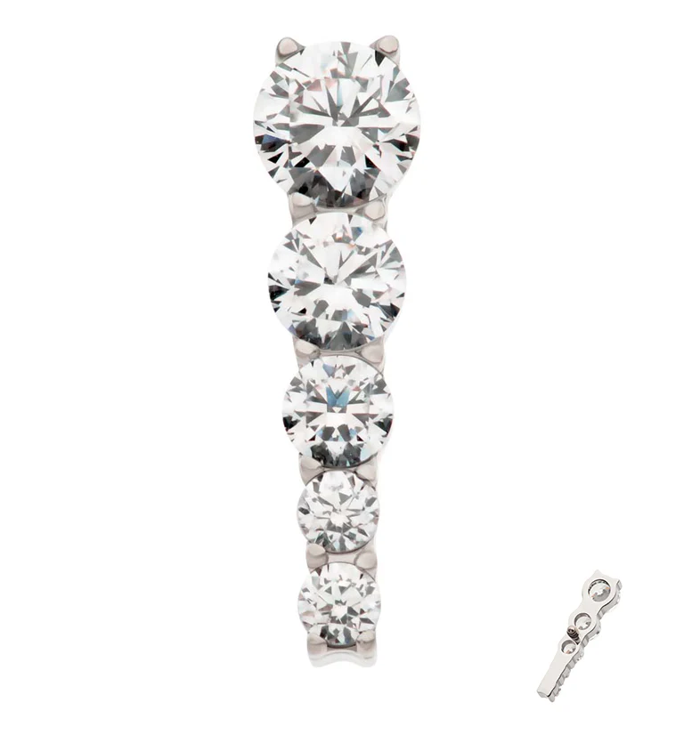 Quinary Descend Clear CZ Internally Threaded Titanium Top - Mrs Treak