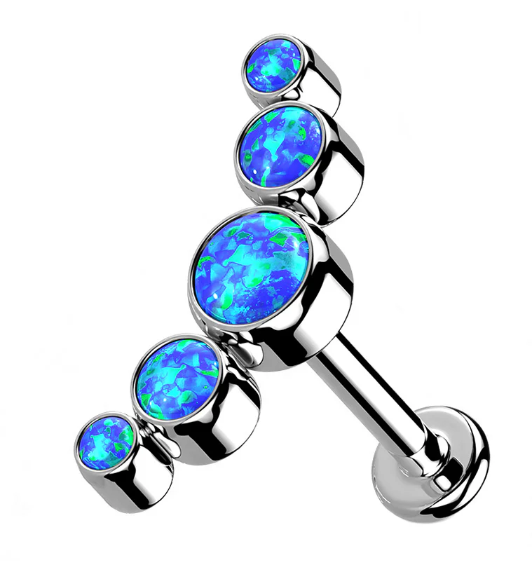 Blue Opalite Quinary Titanium Cartilage Labret - Mrs Treak