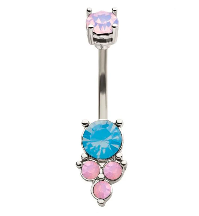 Bevy Pink Opalite Gem Belly Button Ring - Mrs Treak