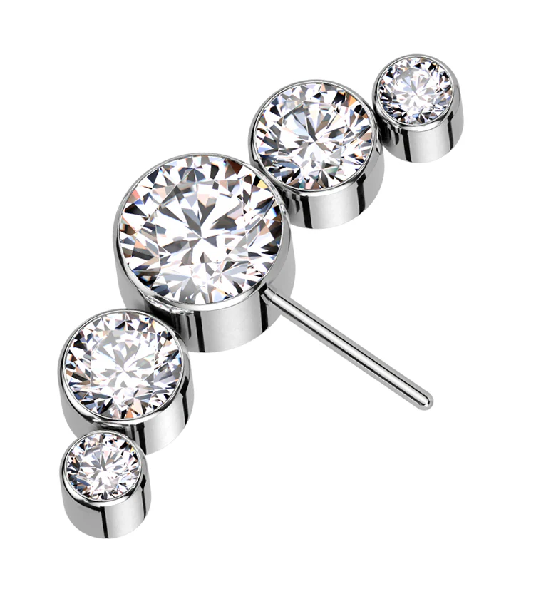 Arch Side Facing Clear CZ Titanium Threadless Top - Mrs Treak
