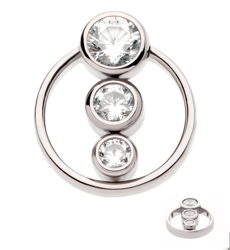 Orbit Descend Clear CZ Internally Threaded Titanium Top - Mrs Treak