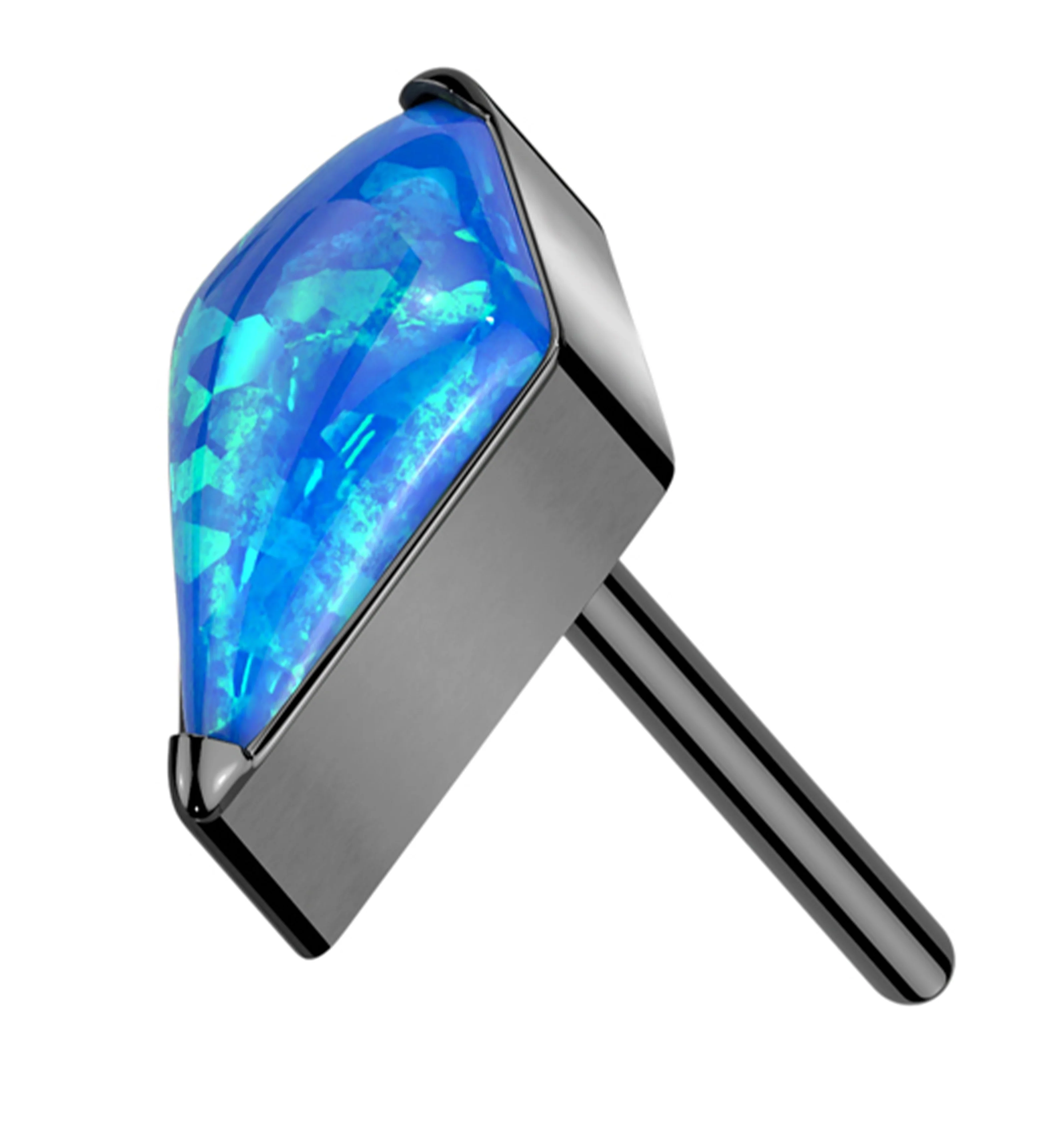 Black PVD Tetra Blue Opal Titanium Threadless Top - Mrs Treak