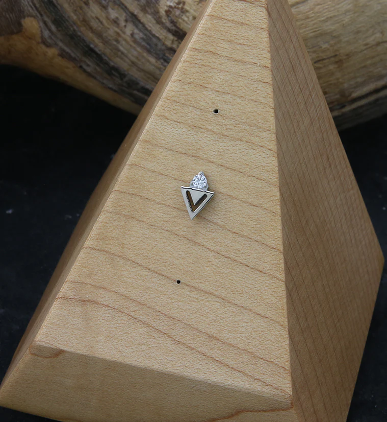 Triangle Cut Out CZ Threadless Titanium Top - Mrs Treak
