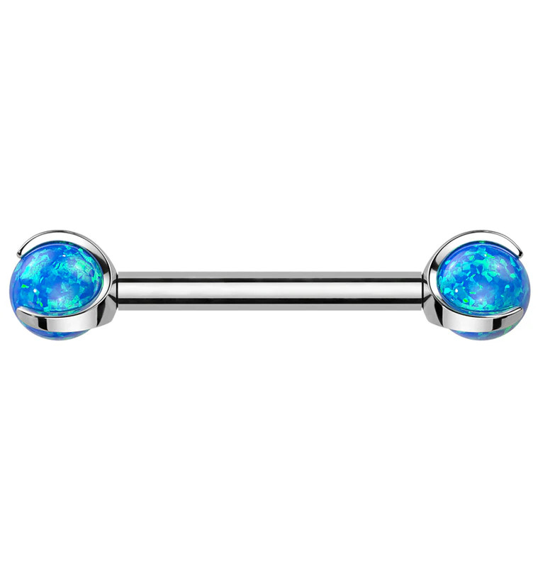 Blue Opalite Claw Titanium Barbell - Mrs Treak