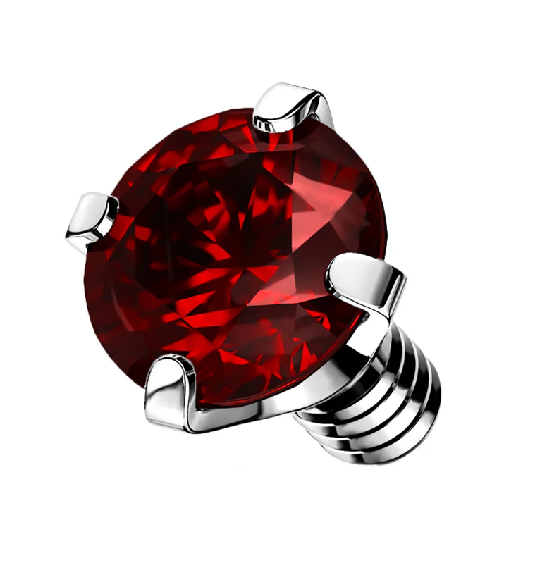 Prong Red CZ Stainless Steel Internally Threaded Top - Mrs Treak