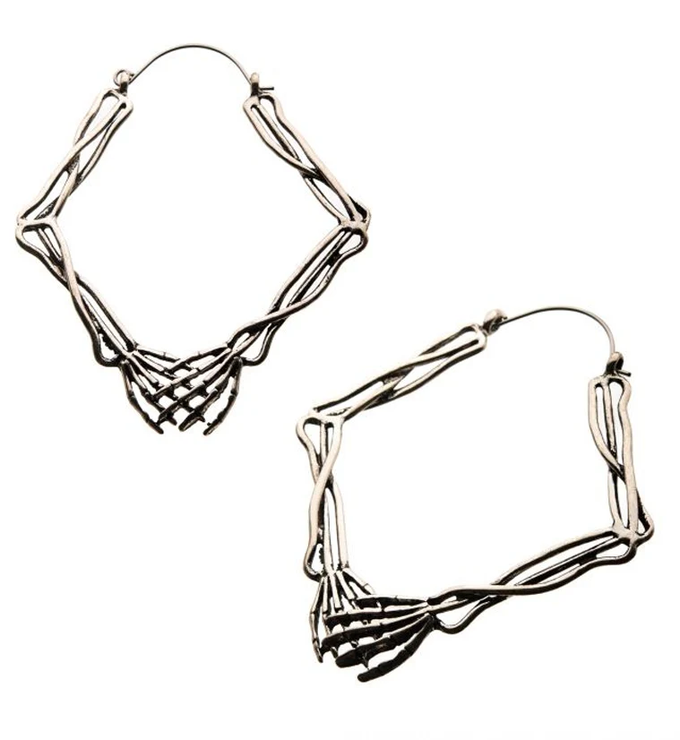20G Skeleton Hands Plug Hoops - Mrs Treak