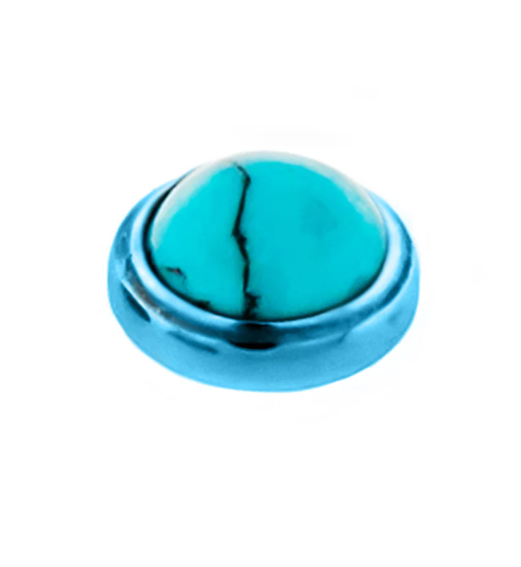 Anodized Blue PVD Turquoise Howlite Stone Titanium Bezel End - Mrs Treak