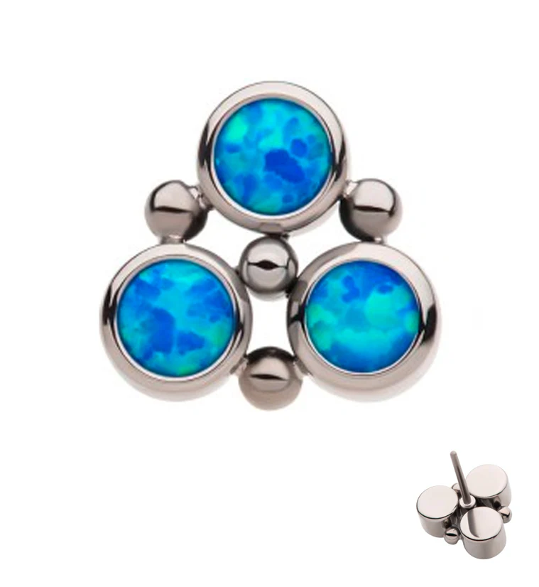 Trinity Beaded Blue Opalite Threadless Titanium Top - Mrs Treak