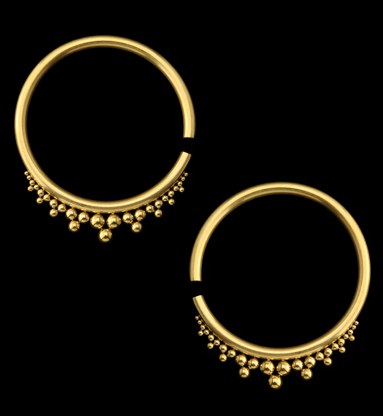 Gold PVD Drip Bead Hoop Stainless Steel Ear Weights - Mrs Treak
