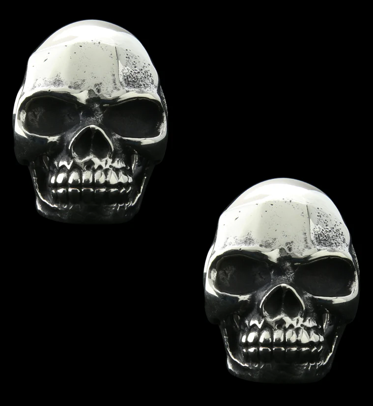 Deep Skull White Brass Ear Weights - Mrs Treak