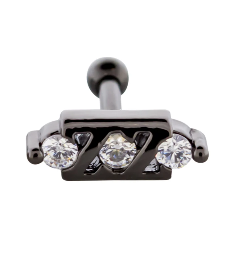 Black PVD Camber CZ Cartilage Barbell - Mrs Treak