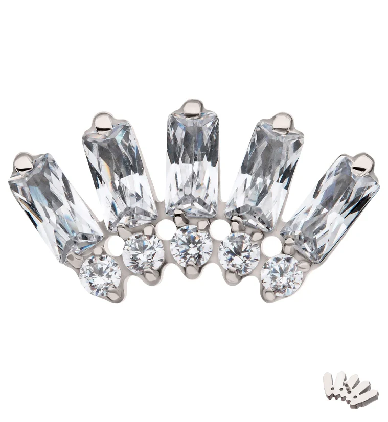 Crest Baguette Clear CZ Titanium Internally Threaded Top - Mrs Treak