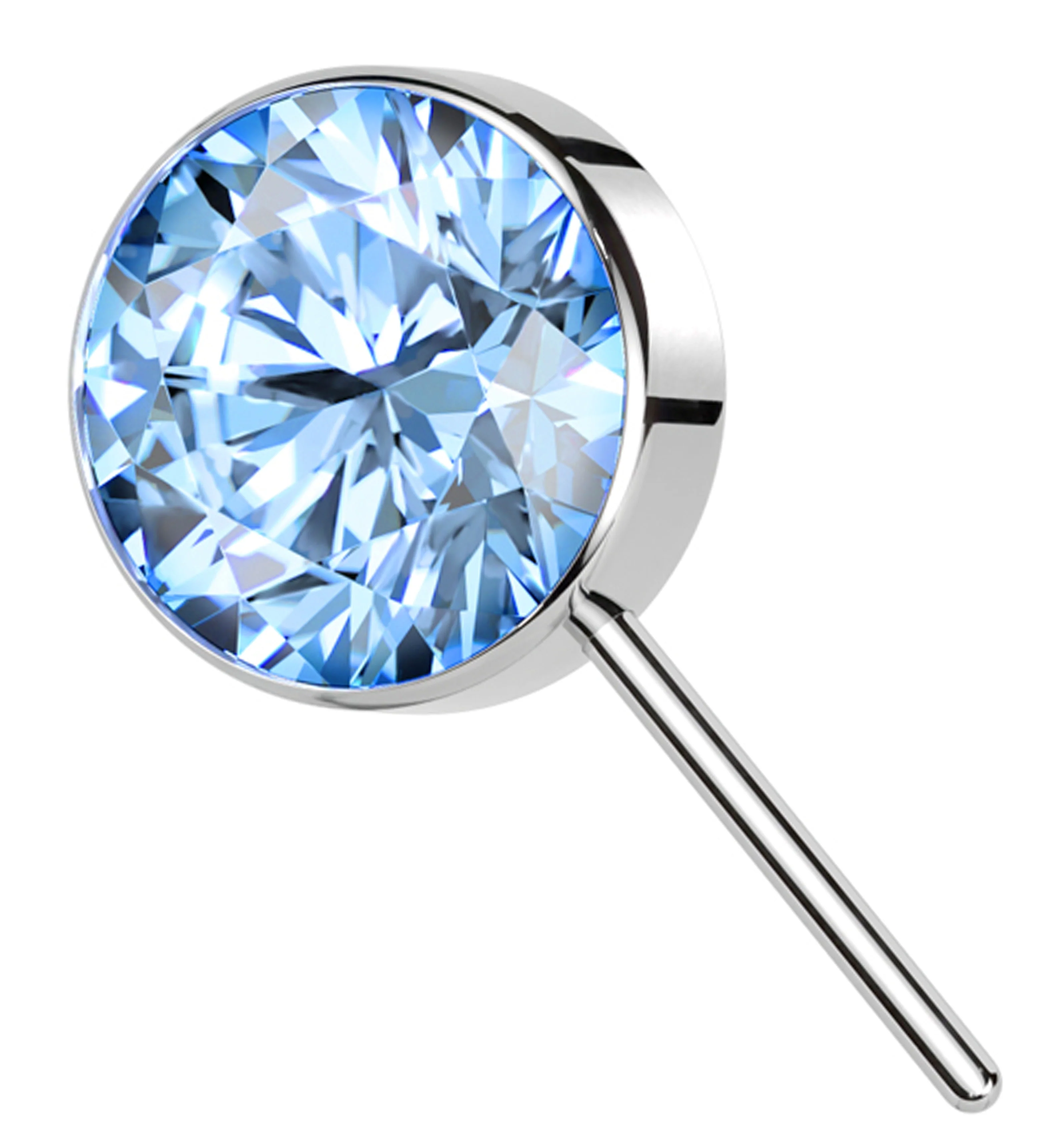 Forward Facing Bezel Aqua CZ Titanium Threadless Top - Mrs Treak