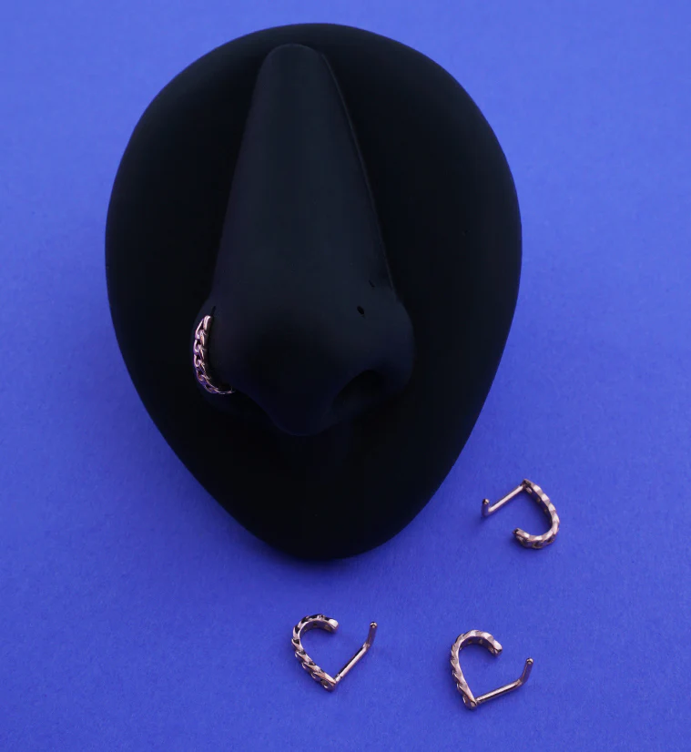 Rose Gold PVD Wrapped Chain Nose Curve - Mrs Treak