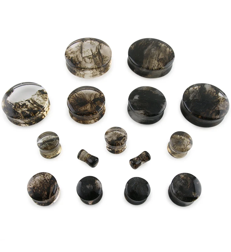 Black Hazy Glass Plugs - Mrs Treak