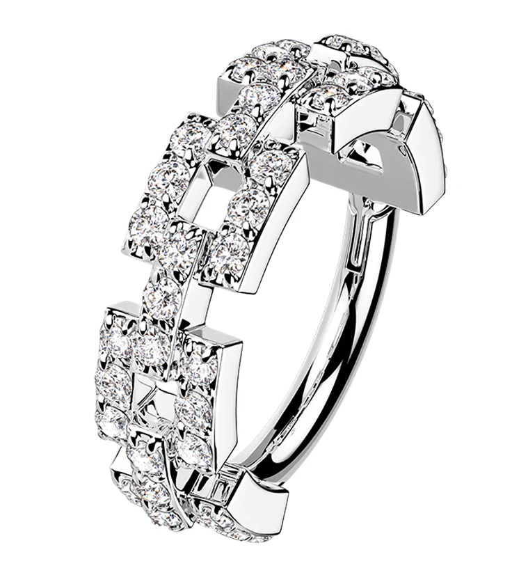 Chain CZ Stainless Steel Hinged Segment Ring - Mrs Treak