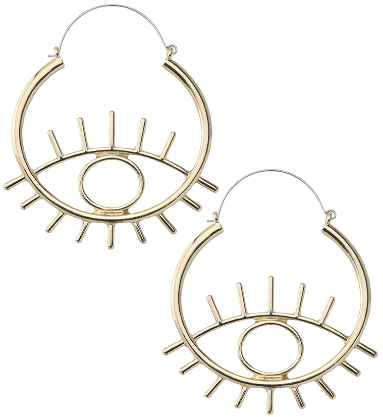 Gold PVD Evil Eye Plug Hoops - Mrs Treak