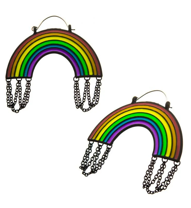 20G Rainbow Chain Plug Hoops - Mrs Treak