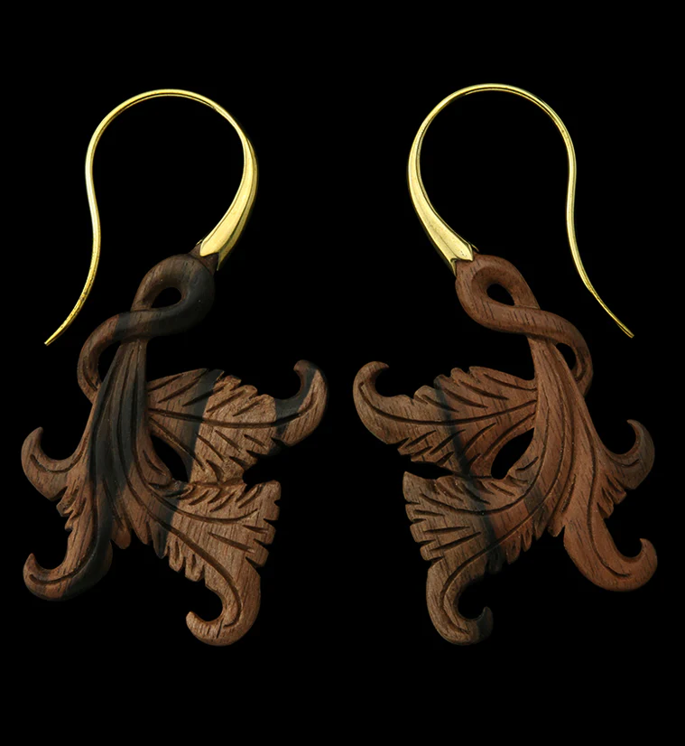 18G Opulent Brass Areng Wood Hangers / Earrings - Mrs Treak