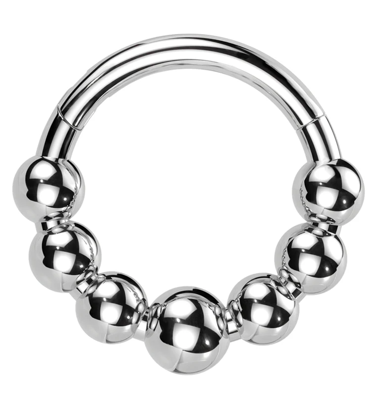 Beaded Titanium Hinged Segment Ring - Mrs Treak