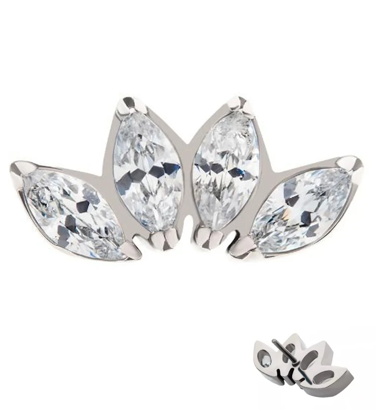 Quartet Clear CZ Threadless Titanium Top - Mrs Treak