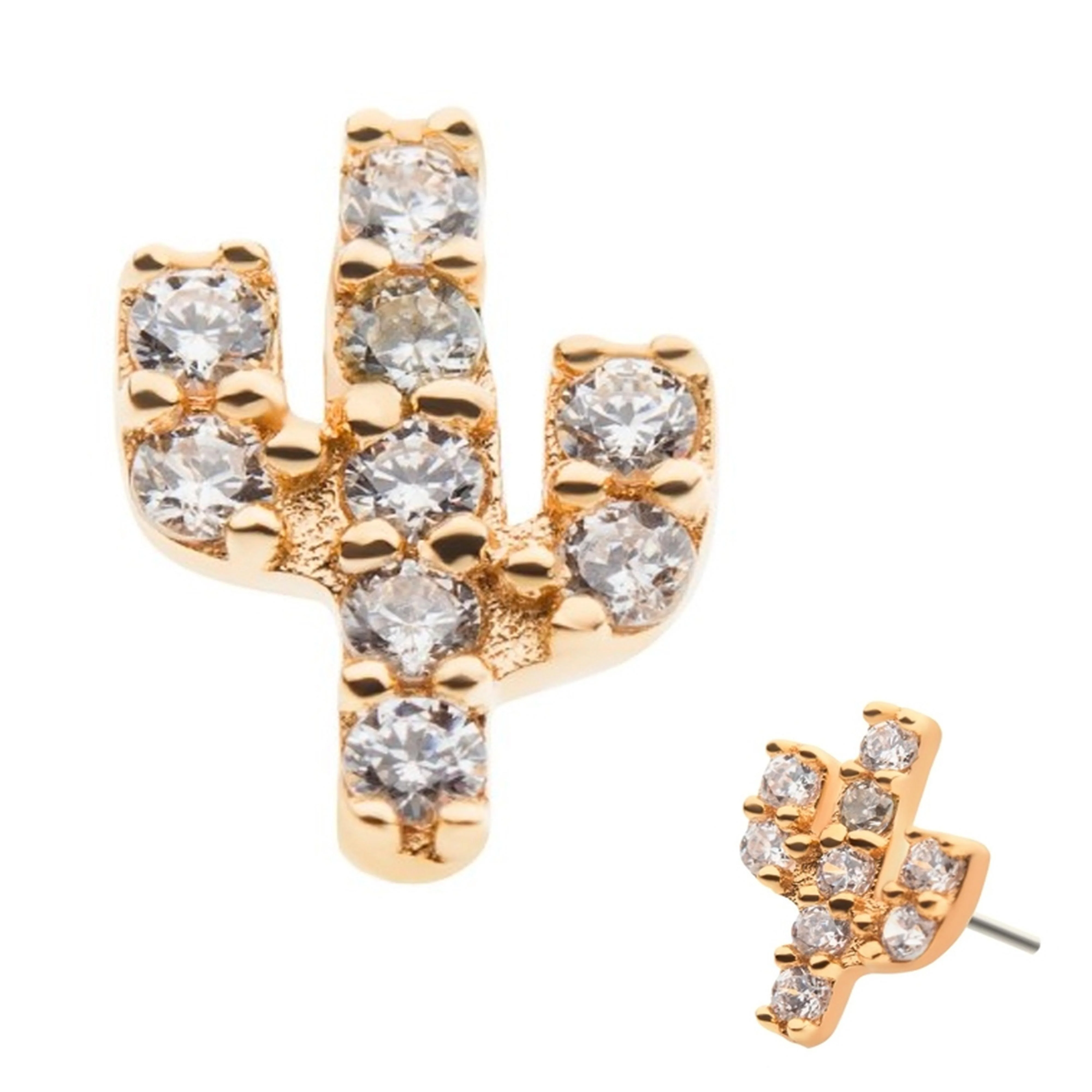 14kt Gold Cactus CZ Threadless Top - Mrs Treak