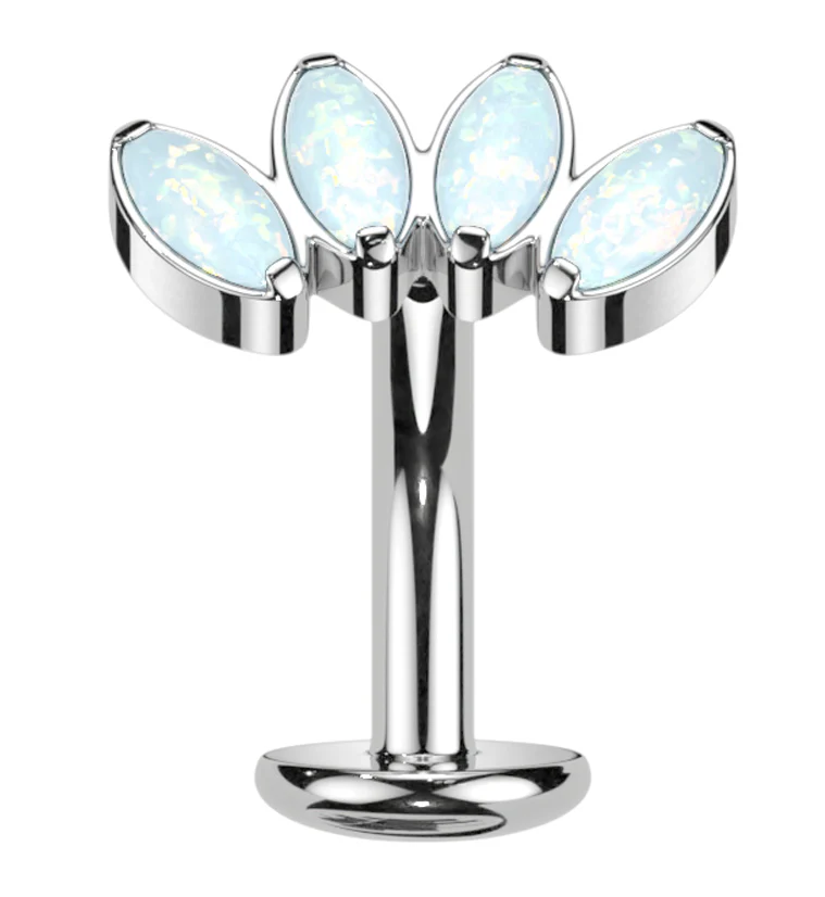 Contessa White Opalite Titanium Threadless Floating Belly Button Ring (Convex Disk) - Mrs Treak