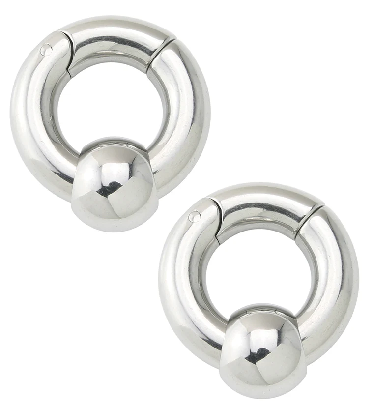 Hinged Slide Bead Stainless Steel Hoop Ear Weights - Mrs Treak