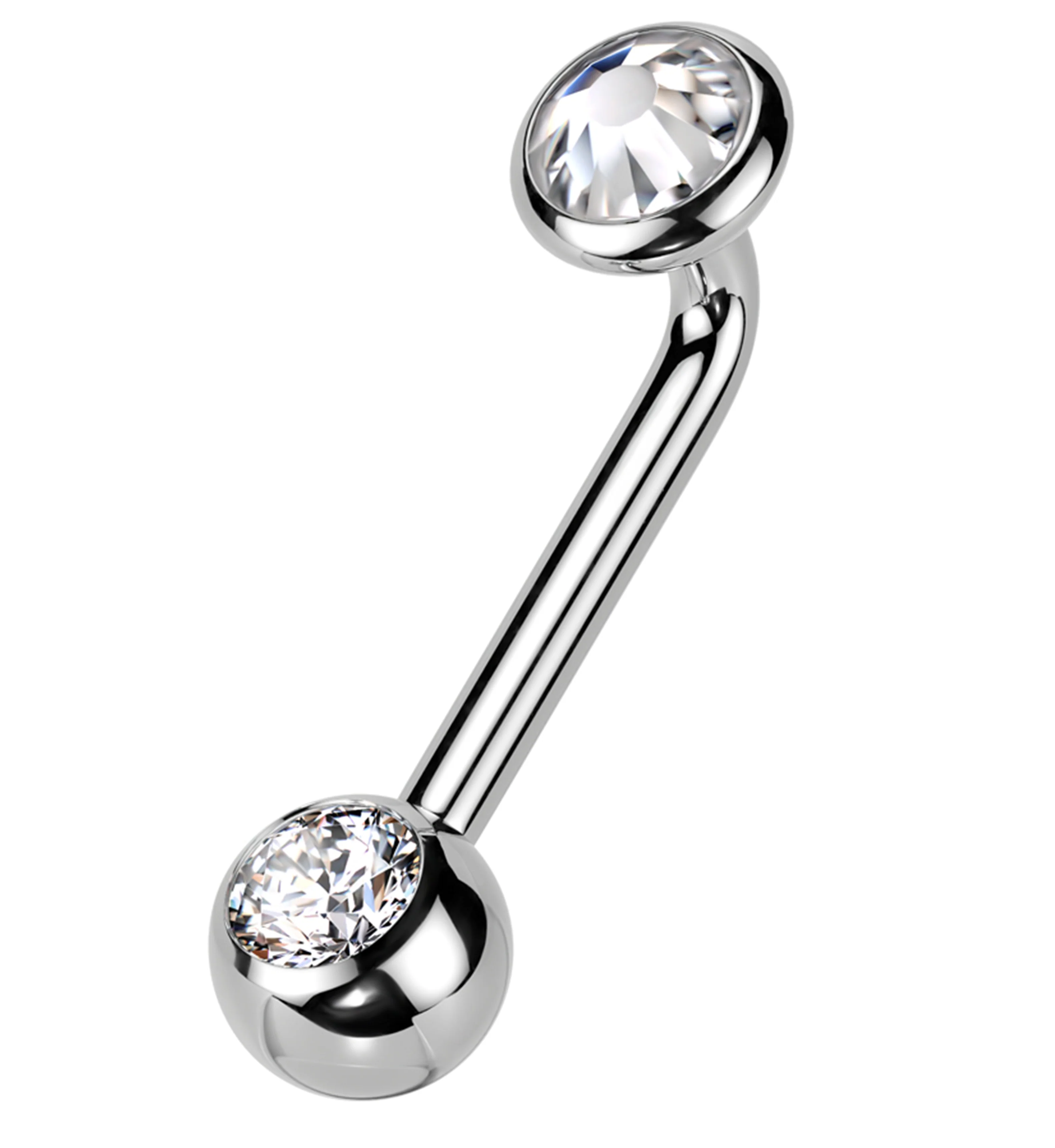 Clear CZ Vertical Clitoral Hood Internally Threaded Titanium Barbell - Mrs Treak