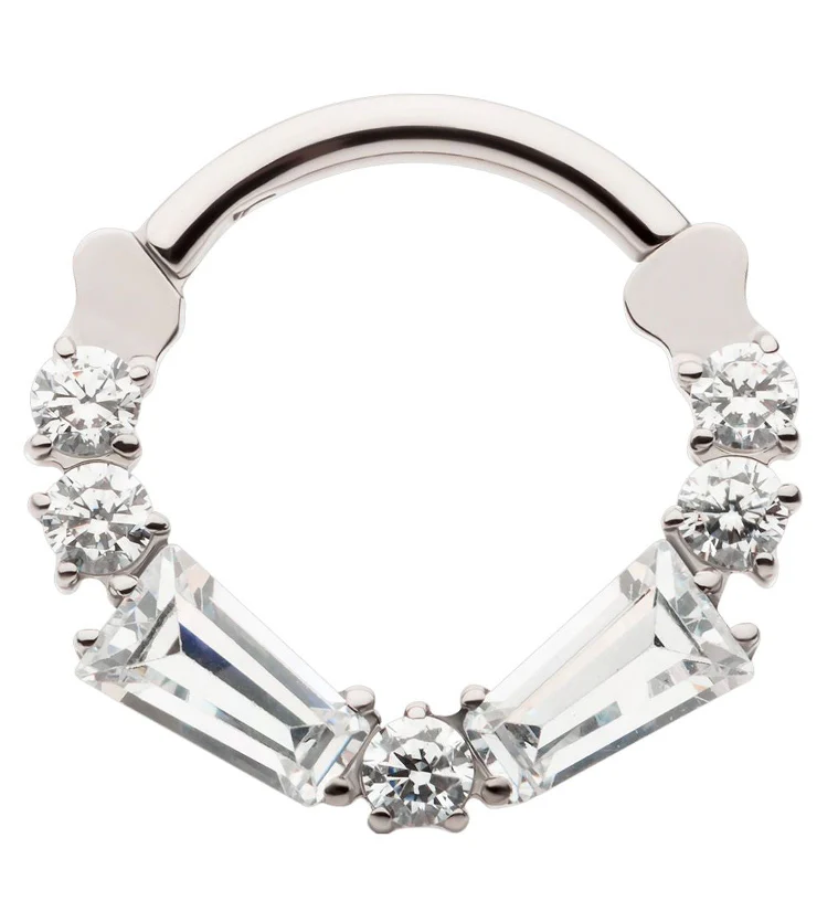 Frost CZ Titanium Hinged Segment Ring - Mrs Treak