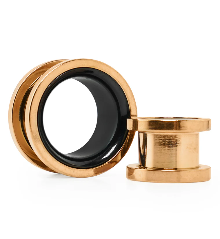 Rose Gold X Black Stainless Steel Tunnels - Mrs Treak