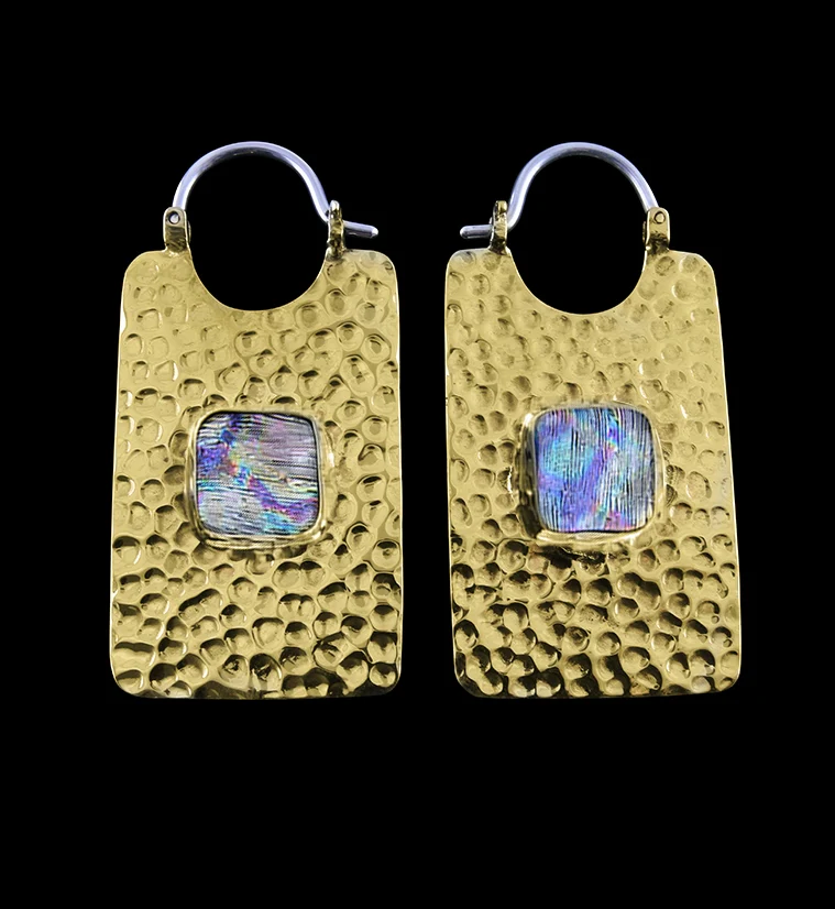 14G Lateral Spark Dichroic Glass Brass Hangers - Earrings - Mrs Treak
