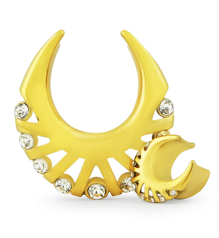 Gold PVD Vane Clear CZ Stainless Steel Saddles - Mrs Treak