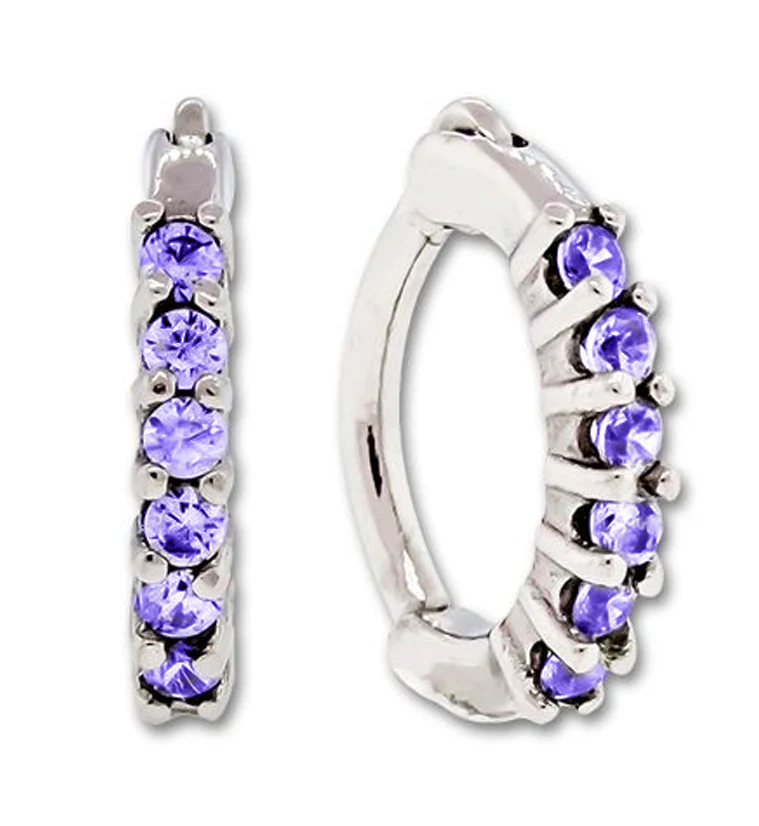 16G Purple CZ Lined Rook Clicker - Mrs Treak