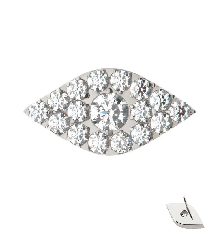 Evil Eye Pave Clear CZ Threadless Titanium Top - Mrs Treak