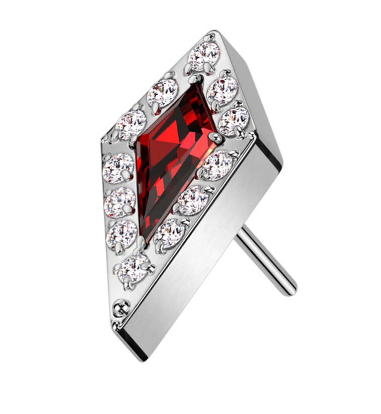 Spire Red CZ Threadless Titanium Top - Mrs Treak