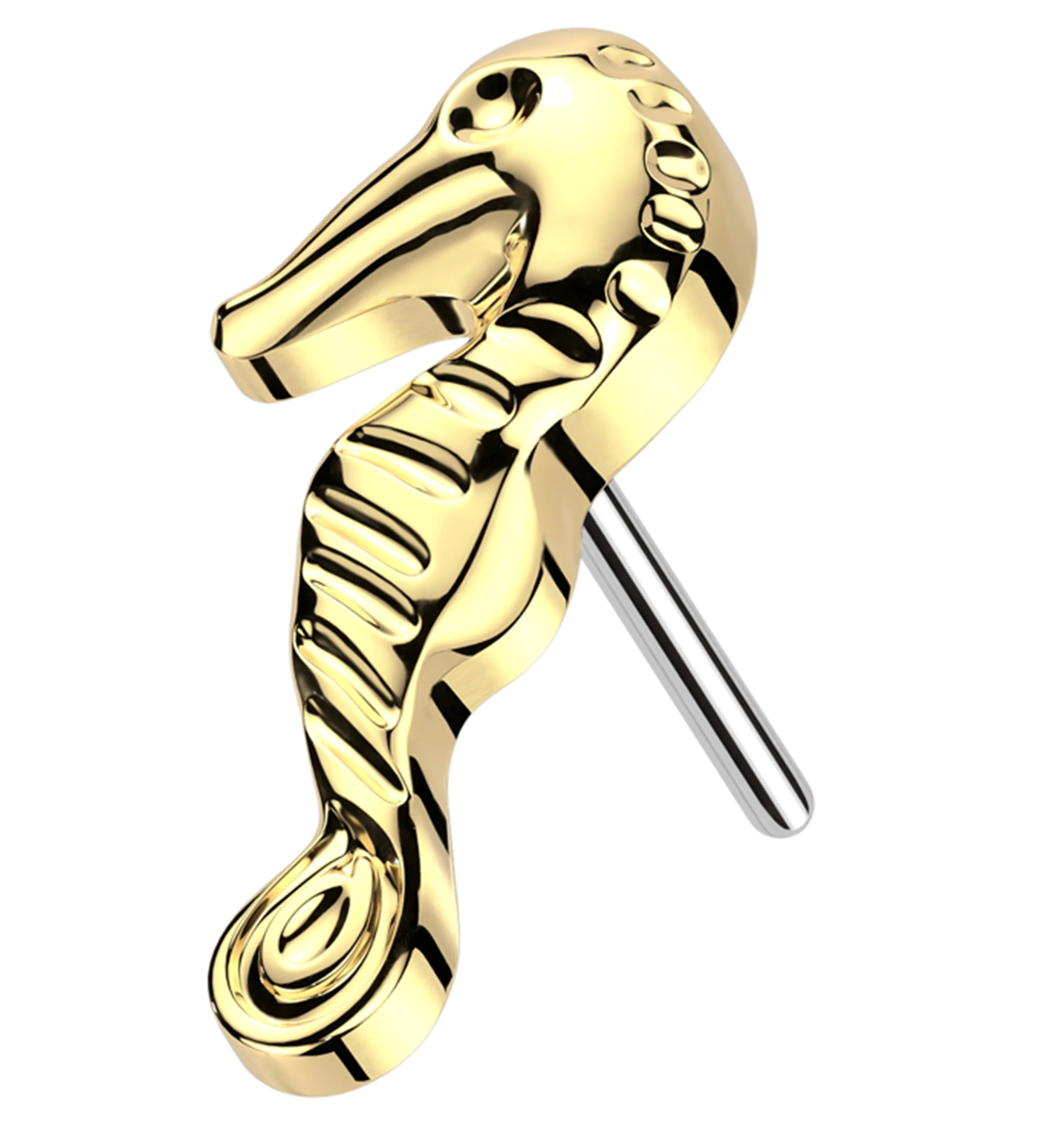 Gold PVD Seahorse Titanium Threadless Top - Mrs Treak