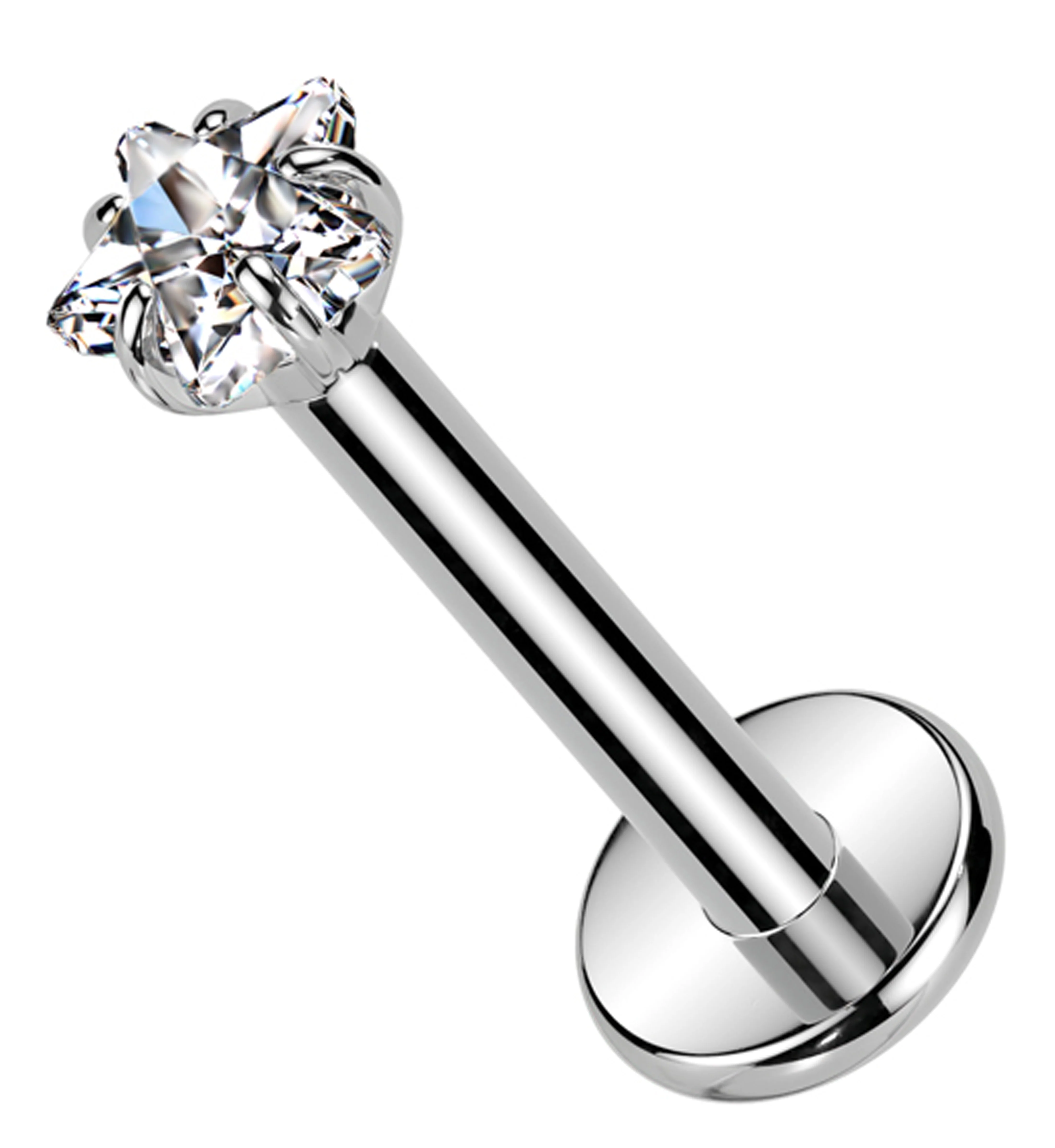 Prong Star Clear CZ Internally Threaded Titanium Labret - Mrs Treak