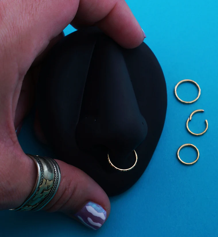 Gold PVD Faceted Side Stainless Steel Hinged Segment Ring - Mrs Treak