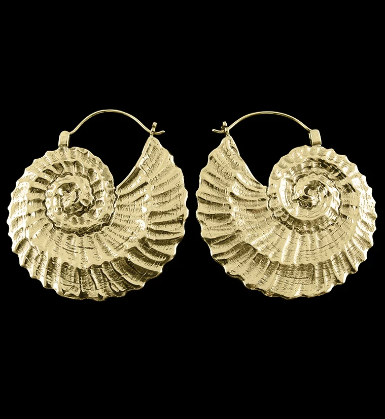 18G Ammonite Brass Hangers - Earrings - Mrs Treak