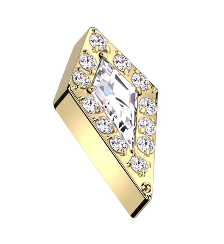 Gold PVD Spire Clear CZ Internally Threaded Titanium Top - Mrs Treak