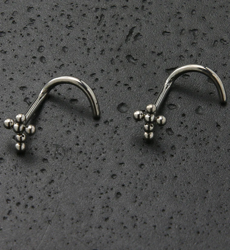 Beaded Cross Titanium Nose Screw - Mrs Treak