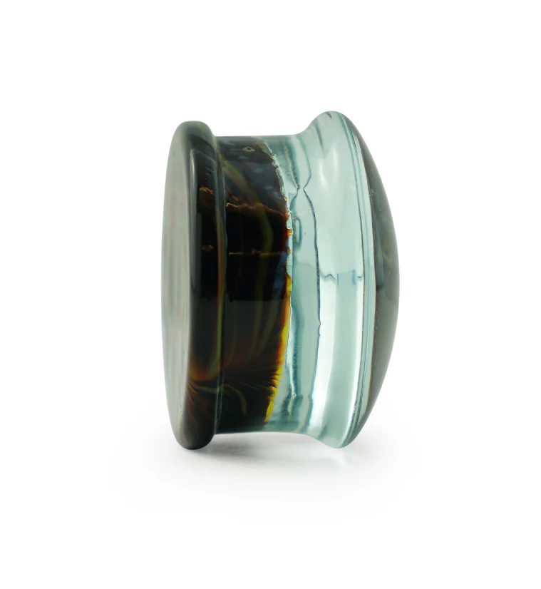 Rainbow Swirl Glass Double Flare Plugs - Mrs Treak