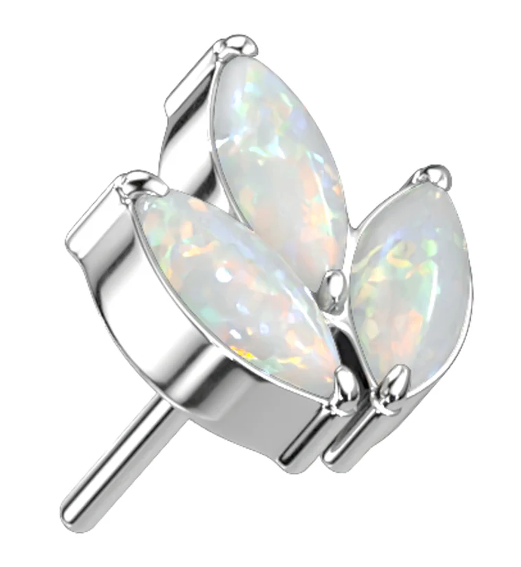 Frond White Opalite Threadless Titanium Top - Mrs Treak