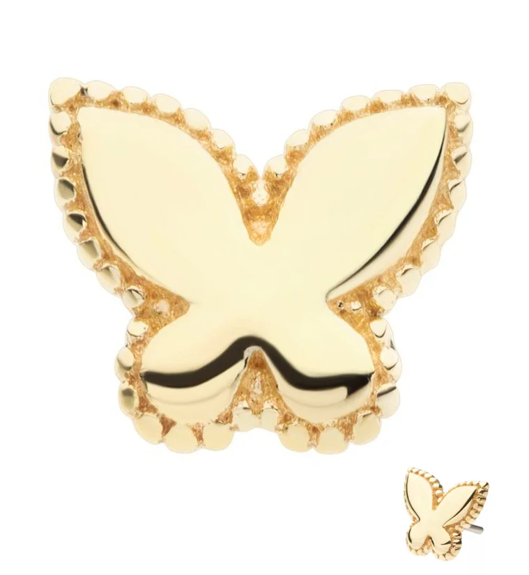14kt Gold Beaded Butterfly Threadless Top - Mrs Treak