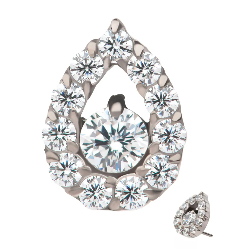 Allay Teardrop CZ Threadless Titanium Top - Mrs Treak