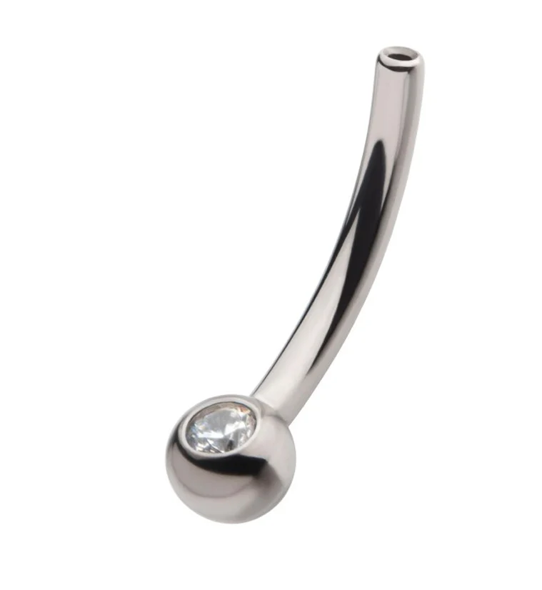 Single CZ Gem Titanium Curved Threadless Barbell - Mrs Treak