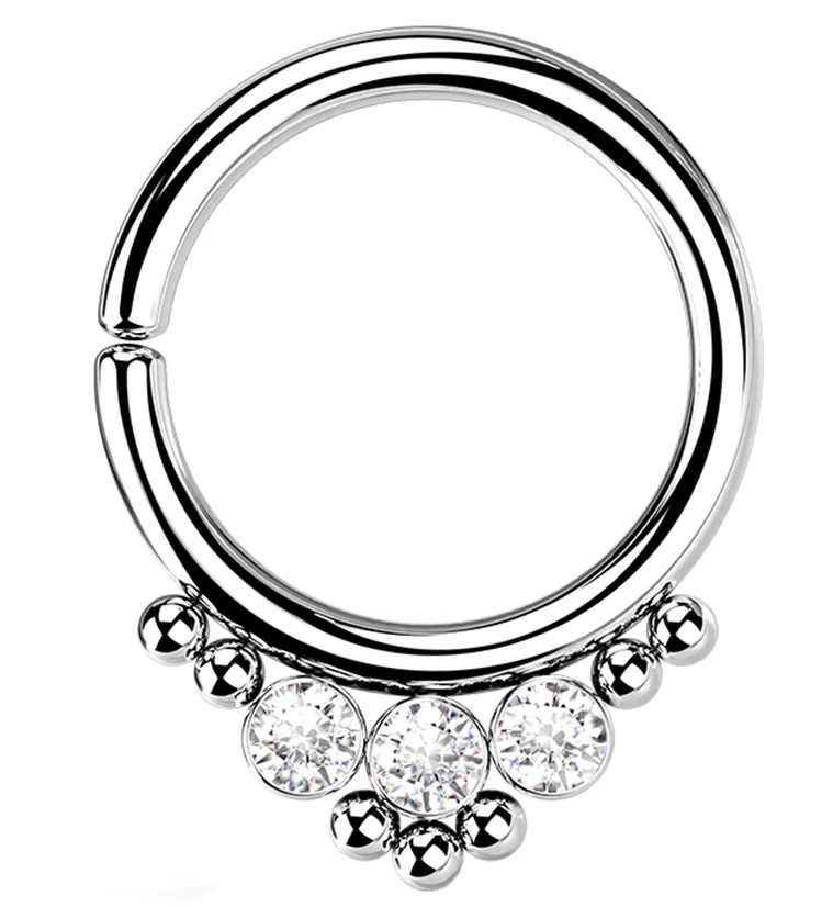 Triple CZ Annealed Seamless Hoop Ring - Mrs Treak